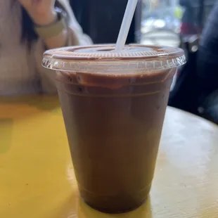 medium iced mocha with soy milk!