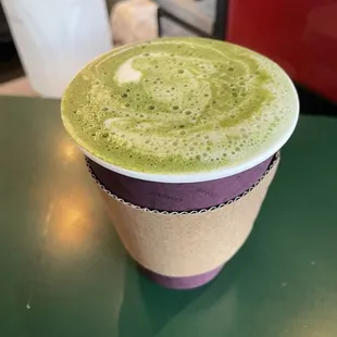 Small soy matcha, not too sweet! Just right!