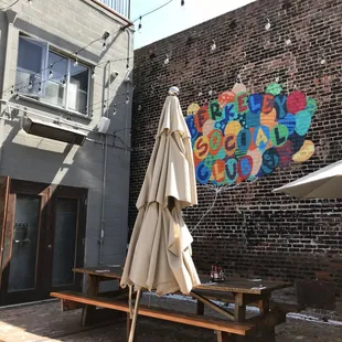 Sign in the back patio at Berkeley Social Club in Berkeley.