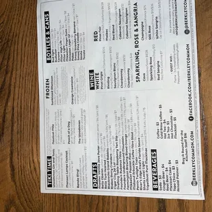 Drink menu