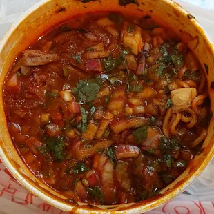 Ordered the Birria Ramen to take home. This is what it looks like before mixing.