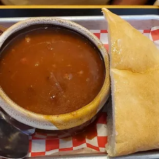 Goulasch Suppe $6.99 Goulash soup made from tender beef chunks simmered in a savory potato and paprika sauce, served with a slice of bread