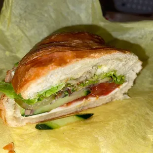 Vegetarian croissant sandwich
