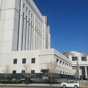 Buidling accross the street where you can find the free lockers for your phone