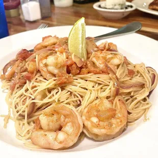 Margarita shrimp angel hair pasta