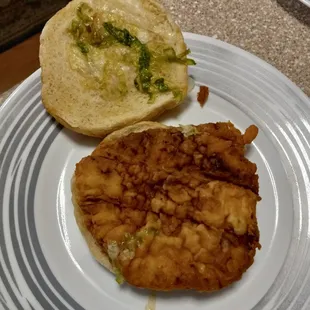 Breaded Tenderloin (apparently) with lettuce.