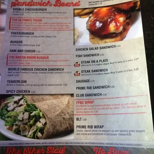 a menu for a restaurant