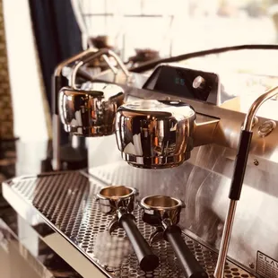 a close up of a coffee machine