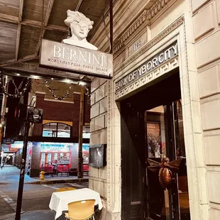 the entrance to the restaurant