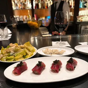 Tuna &amp; Wagyu, Ceasar with white anchovies