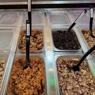 a variety of frozen yogurts