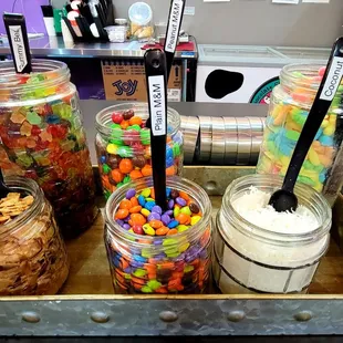 a variety of frozen yogurts