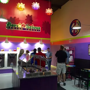 Bright, friendly atmosphere with many frozen dessert choices.