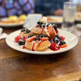 a plate of waffles on a table