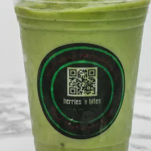 Refreshing, SFree &amp; Nutrient Rich smoothie with lemongrass, kale, spinach, kiwi, apple, cucumber, banana, pineapple, spirulina, and ginger.