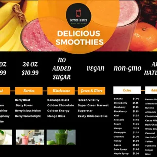 100% Fruit Smoothies
No Added Sugar
Vegan
Gluten Free
All Natural