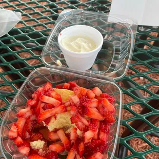 Strawberry shortcake with ice cream on the side