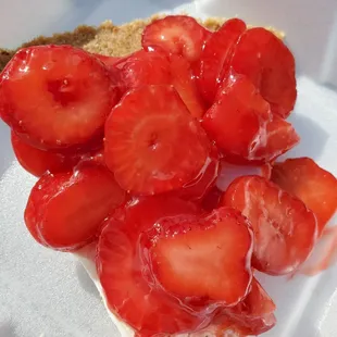 Strawberry pizza on graham cracker crust - Sorry I already took a bite.