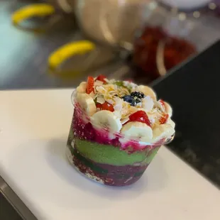 16oz create your own with Pitaya, Acai, and Matcha bases.