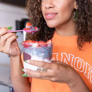 a woman eating