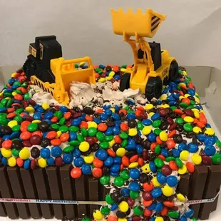 a cake made to look like a construction vehicle