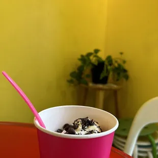 a cup of ice cream