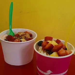 two bowls of frozen yogurt
