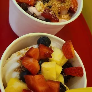 two bowls of frozen yogurt