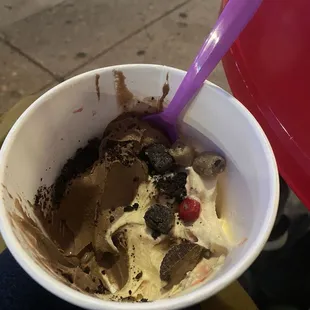 Chocolate and vanilla frozen yogurt