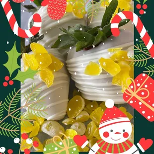 a snowman and candy canes