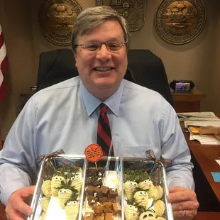 Mayor Strickland enjoying some of our specialty strawberries!
