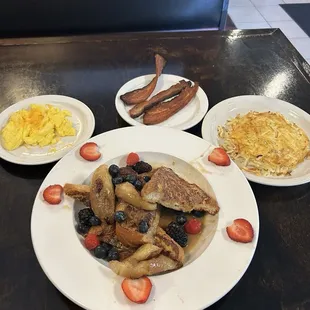 Berry French Toast Add 2 Eggs Side of Bacon Side of Hash Browns