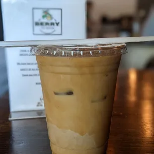 Ice Vanilla Latte with oat milk.