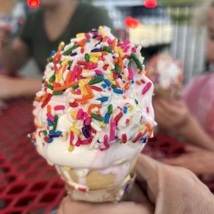 Vanilla ice cream with sprinkles