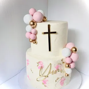 Girl baptism cake