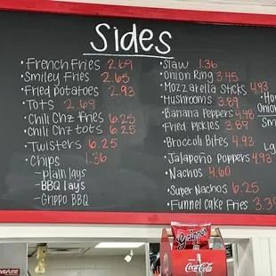 Sides menu