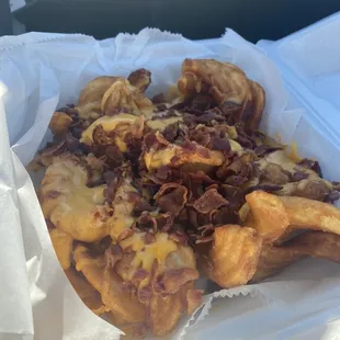 Loaded twists. Very crispy bacon