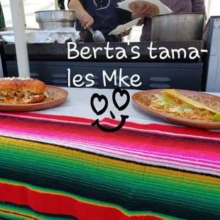 three plates of food on a table