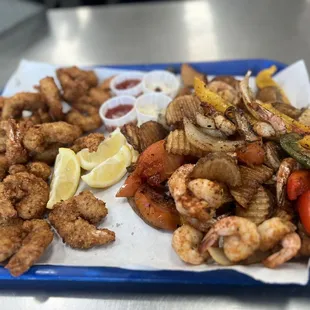 a plate of shrimp and shrimp