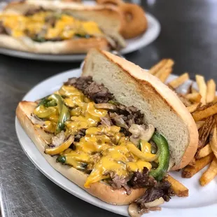 Philly cheesesteak made with prime rib meat!! Can&apos;t beat that!