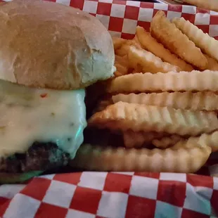 Jalapeno burger and fries
