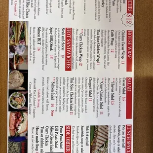 the menu for the restaurant