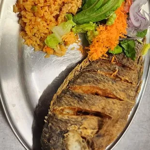 a fish and rice dish