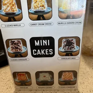 Menu cakes