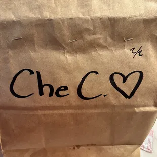 I love the personalized bag. Makes me feel like the food was made and packaged with love. It's the little things.