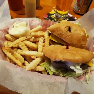 Cheeseburger with fries Monday special $9