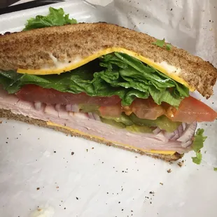 a half eaten sandwich