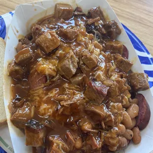 "Turbo" combination of Frito Pie and the T-Man!  DELICIOUS!