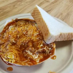 Frito pie. Be sure to get cheese and extra Fritos and add cholula.