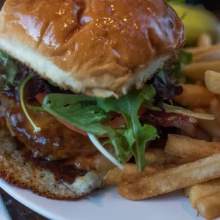 a burger and french fries